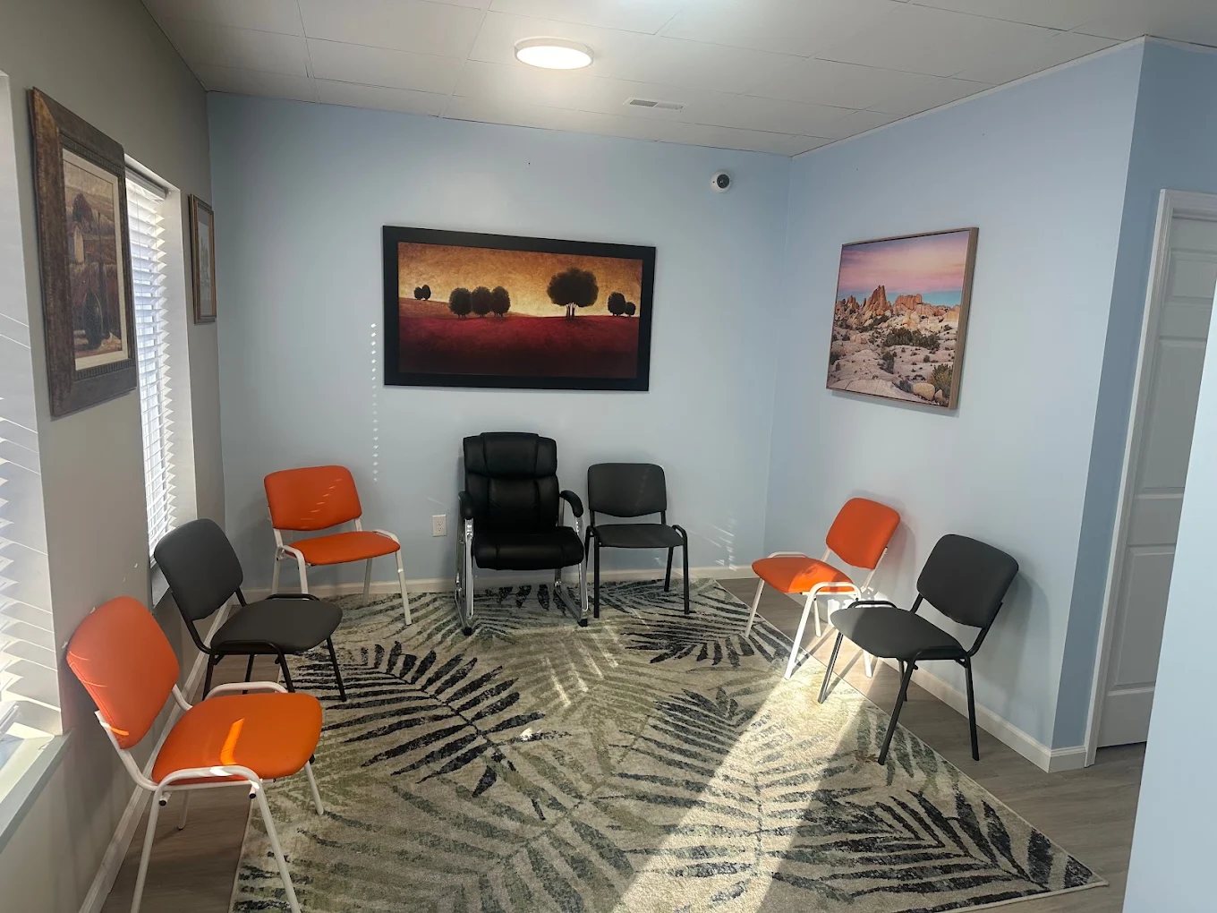 Seating in the Abhaya Behavioral Health waiting room